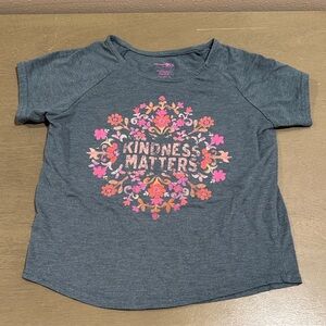 NATURAL LIFE Charcoal “Kindness Matters” Tee with Floral Design size 10-12